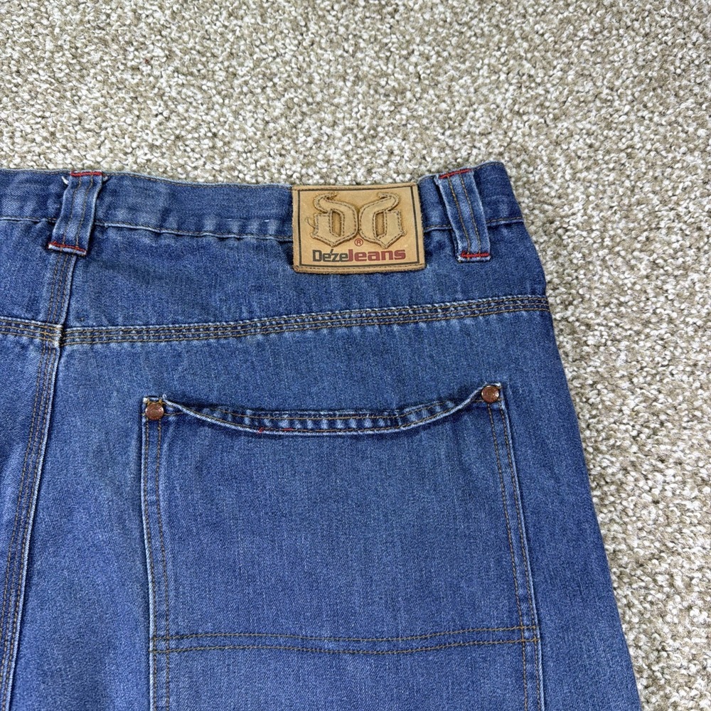 Deze Classics Y2k Jorts Carpenter Style Long Dark Wash Hiphop Baggy 38X13 - Picture 3 of 10